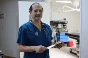 Physician in a clinical treatment room